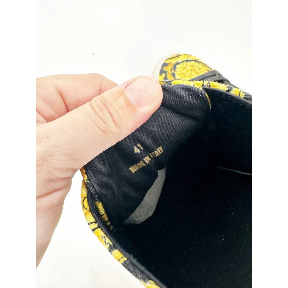 Versace Greca Barocco Sneakers Mens 41‎ Yellow Black Medusa Low Top